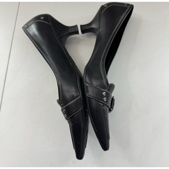 Joan And David Circa Black Leather Buckle Kitten Heel 8.5 (READ) - Picture 6 of 11